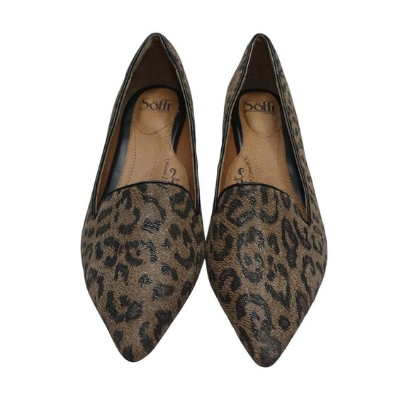 Sofft Vesper Brown Leopard Print Leather Pointed Kitten Heel Pumps Womens 9N - Picture 6 of 13